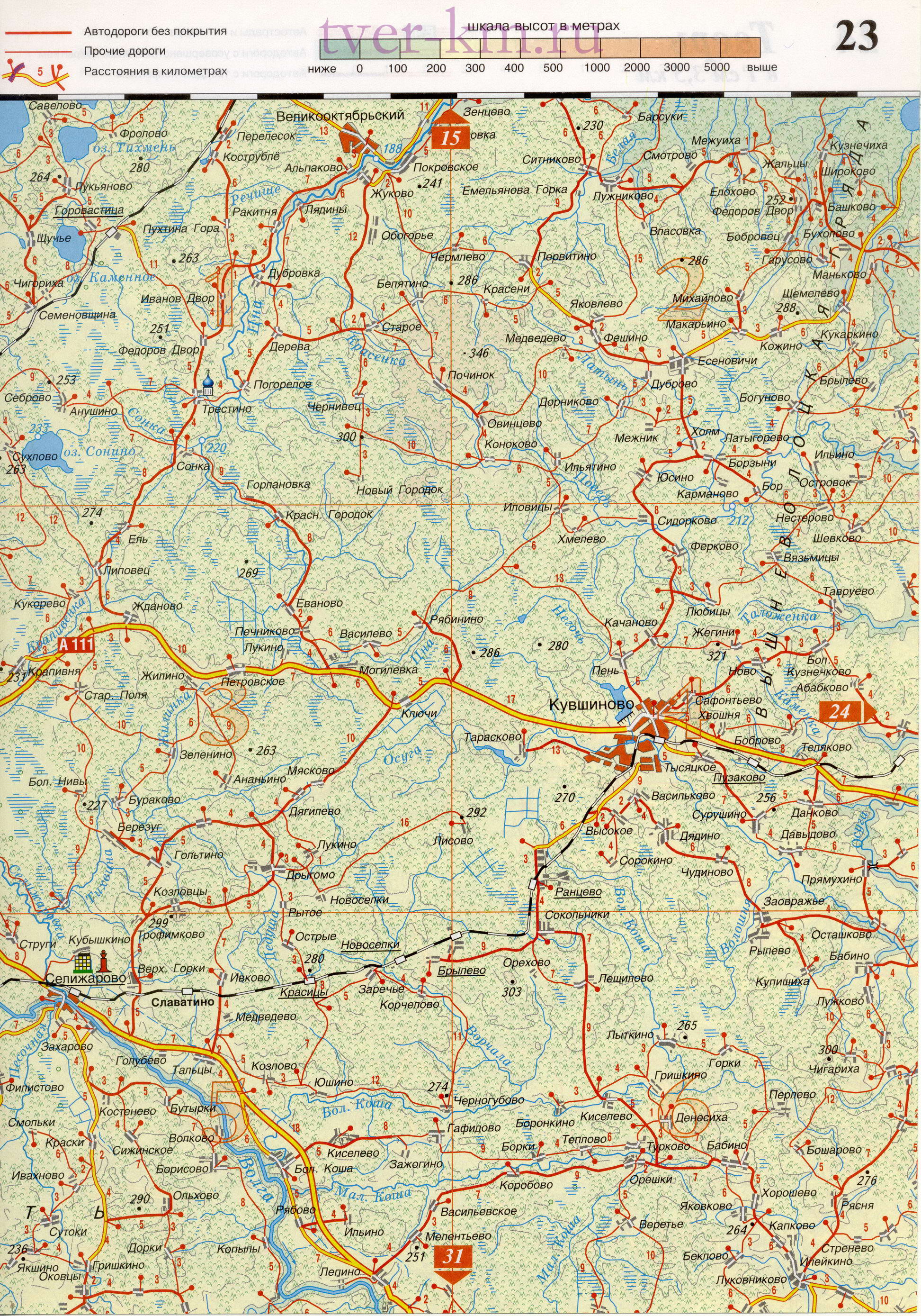 Осташков карта дорог. Подробная карта автодорог города Осташков, Тверская область, B0 - 