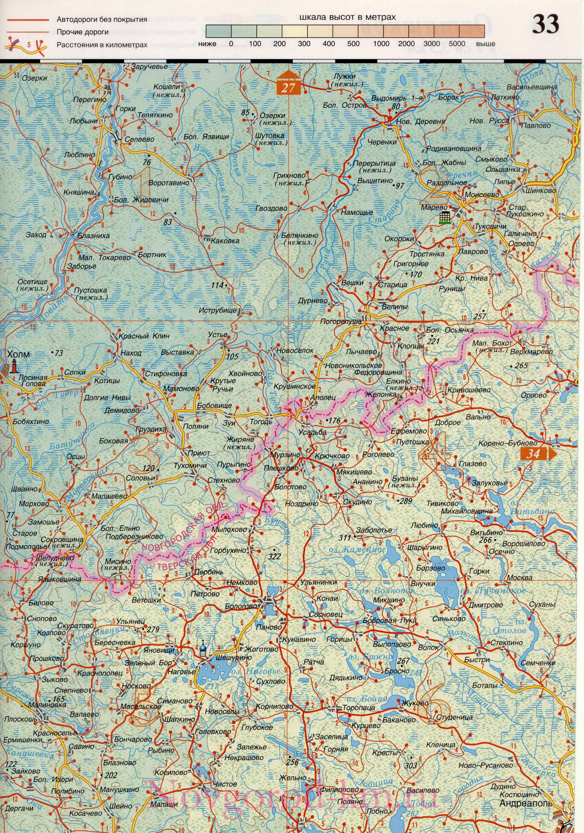 Новгородская область карта дорог. Подробная карта Новгородской области масштаба 1см:3,5км, B3 - 