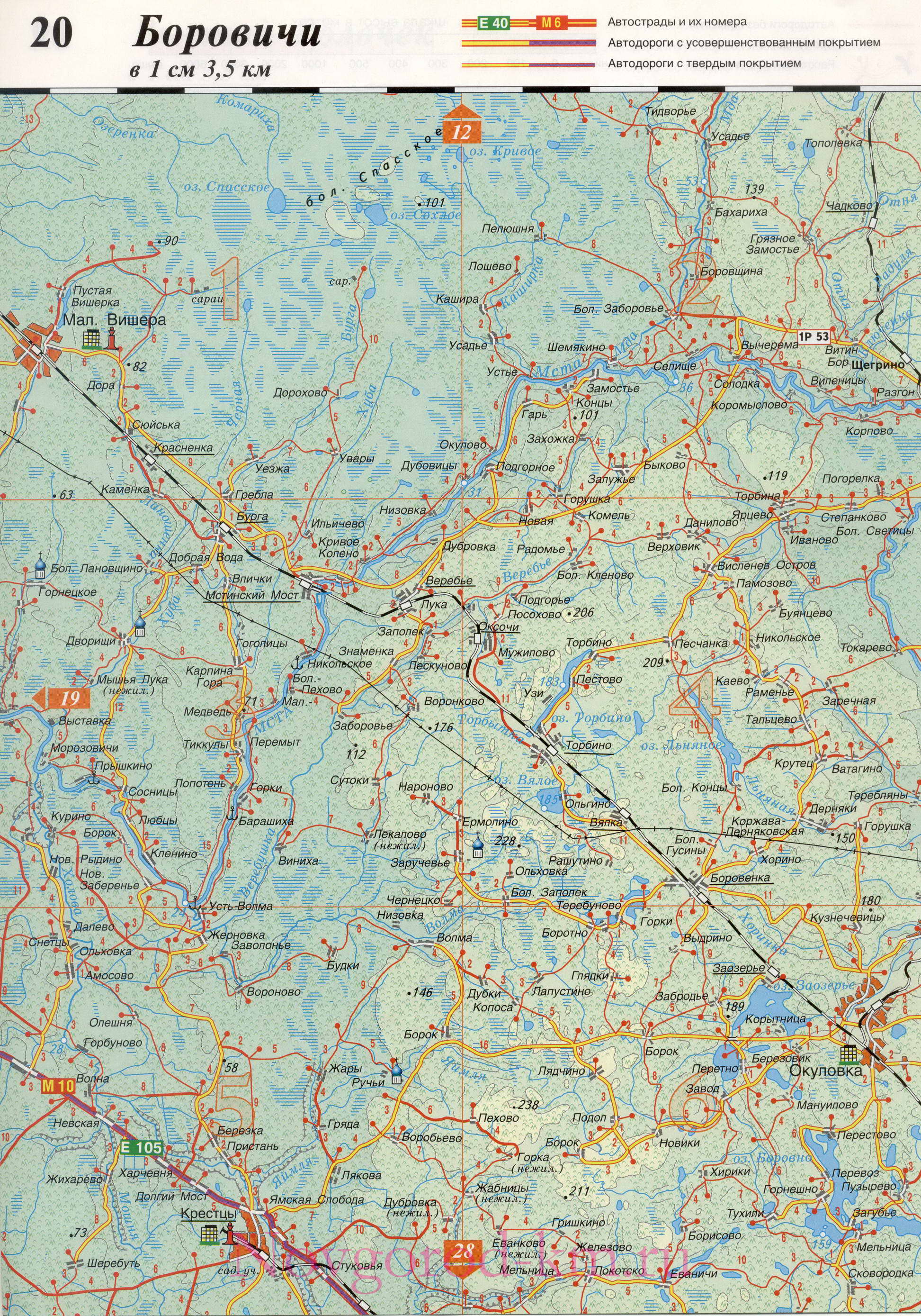 Новгородская область карта дорог. Подробная карта Новгородской области масштаба 1см:3,5км, C1 - 