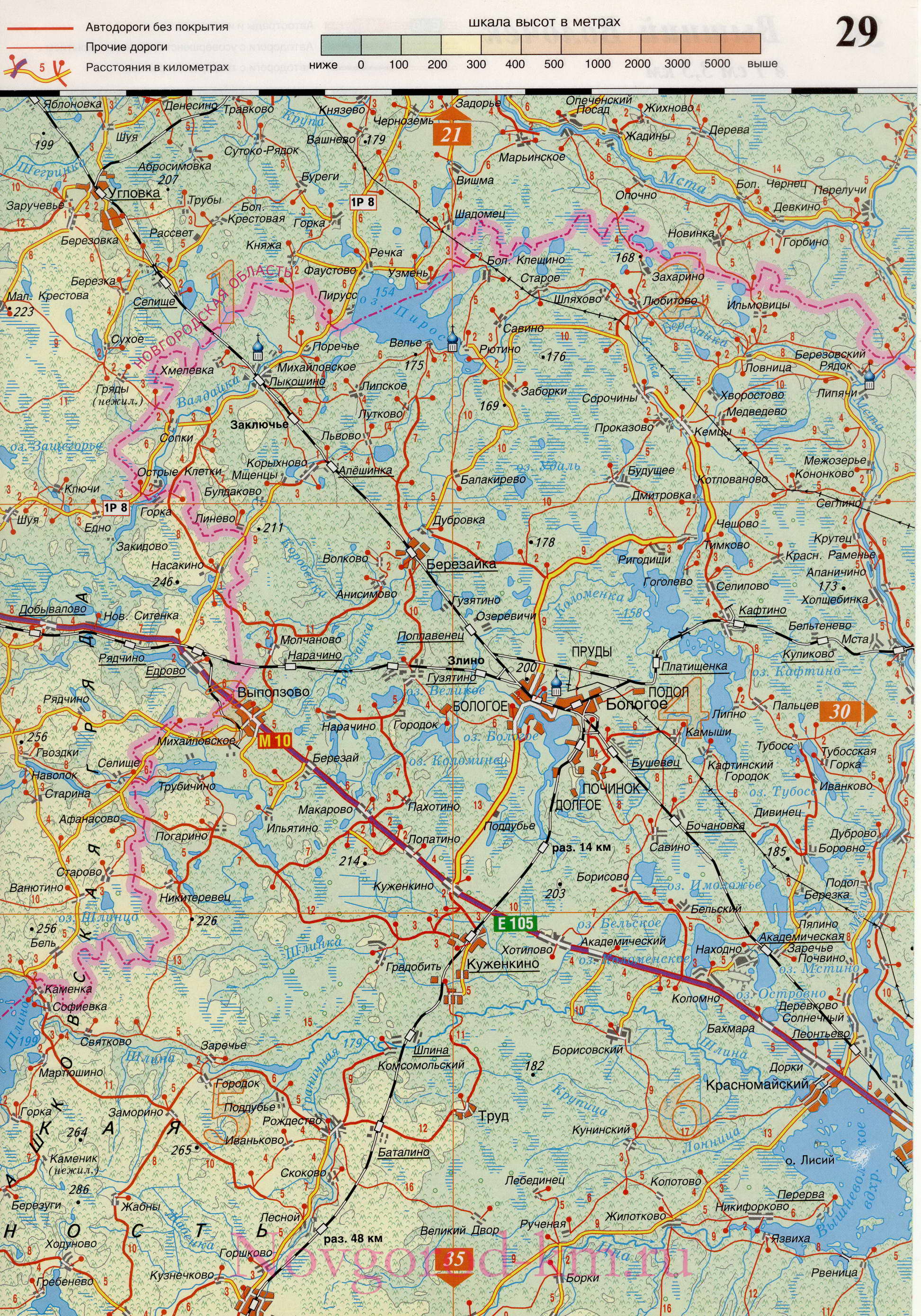 Новгородская область карта дорог. Подробная карта Новгородской области масштаба 1см:3,5км, D2 - 