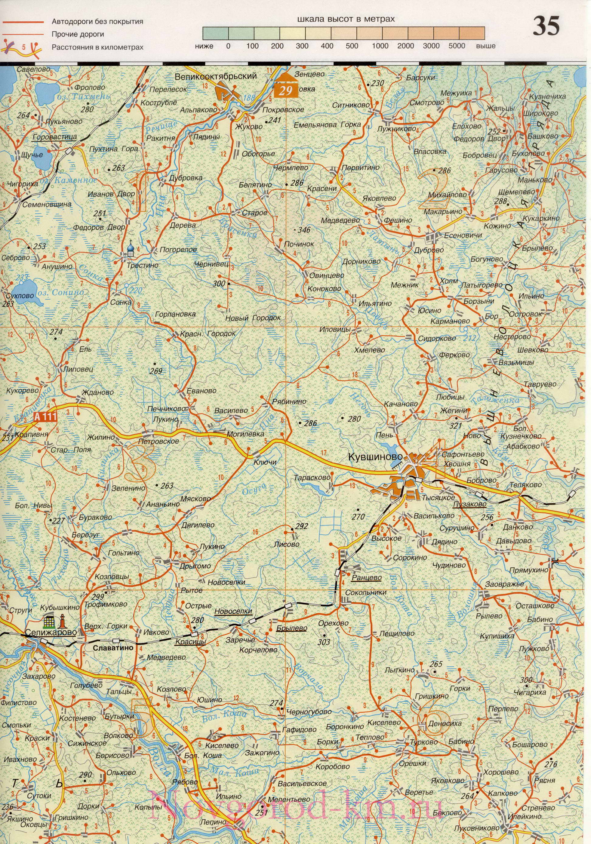 Новгородская область карта дорог. Подробная карта Новгородской области масштаба 1см:3,5км, D3 - 