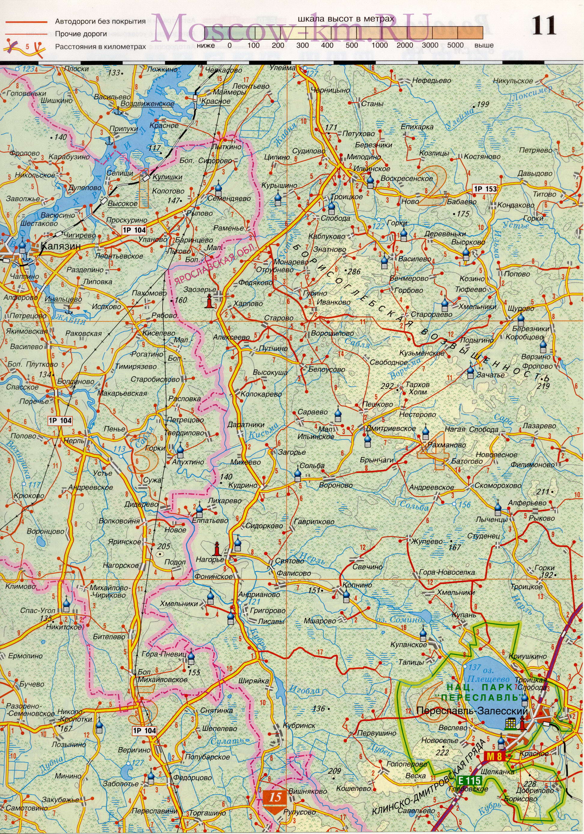  Карта Подмосковья. Подробная карта Подмосковья масштаба 1см:3,5км. Карта дорог Подмосковья, D0 - 