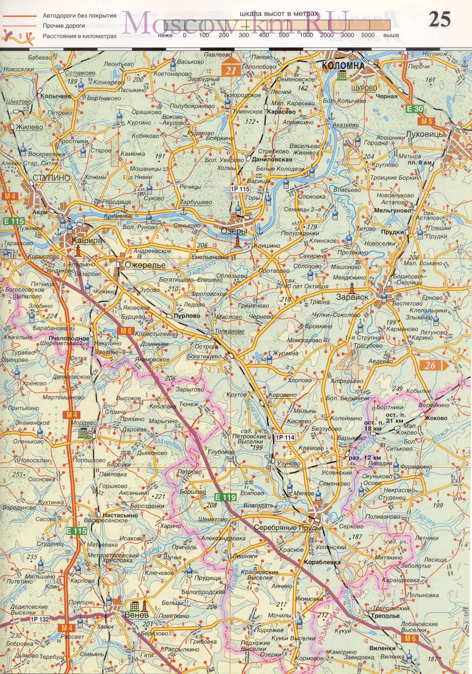  Карта Подмосковья. Подробная карта Подмосковья масштаба 1см:3,5км. Карта дорог Подмосковья, D3 - 