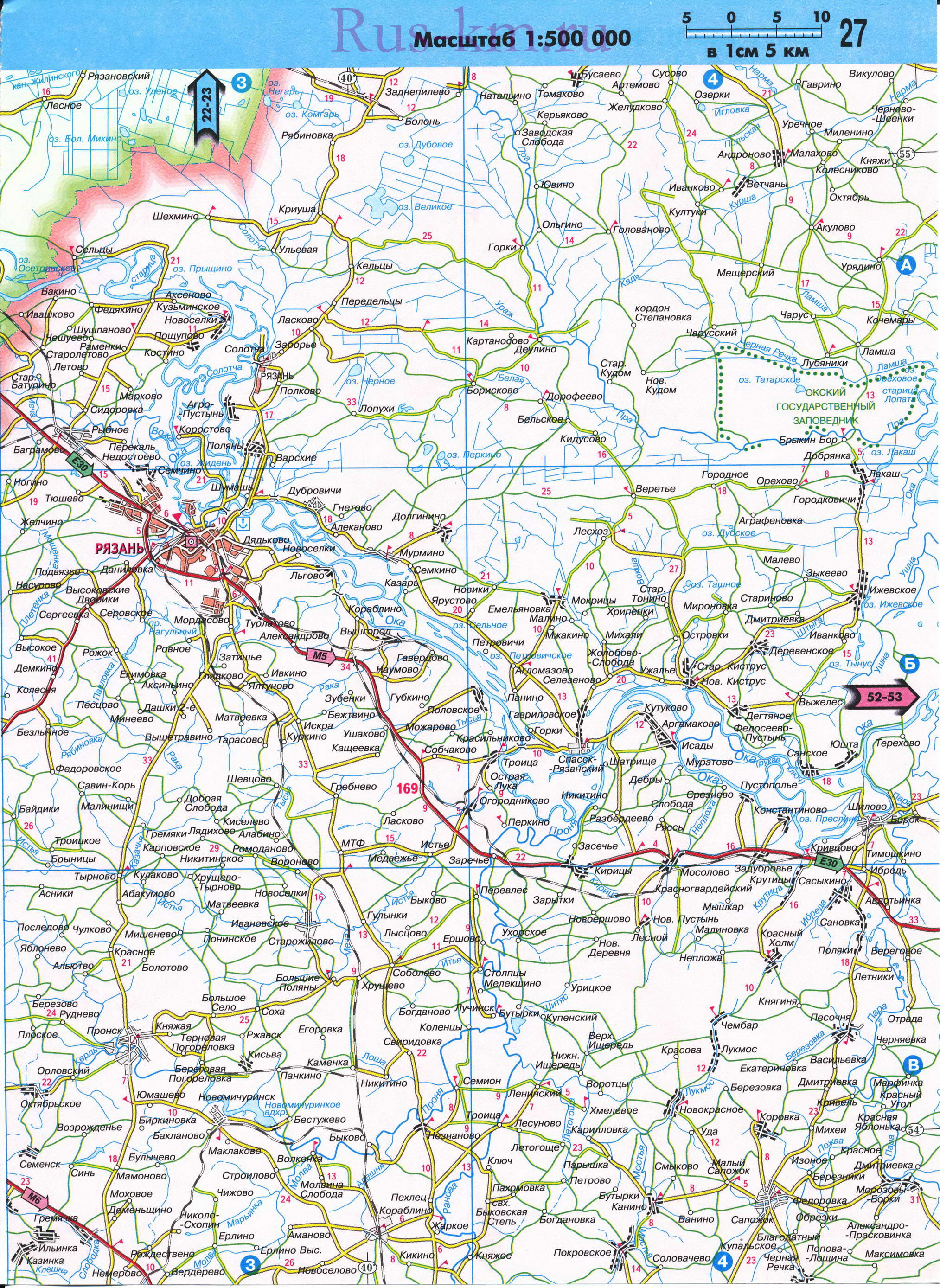 Автомобильная карта Рязанской области. Атлас автодорог регионов России 2011 - Рязанская область карта автомобильная, B0 - 