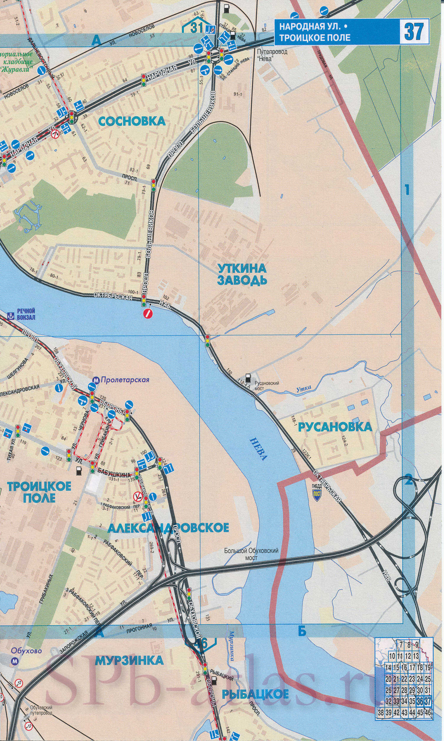 Карта юга Петербурга. Подробная карта южных районов Петербурга. Карта улиц юга Петербурга с номерами домов, G0 - 