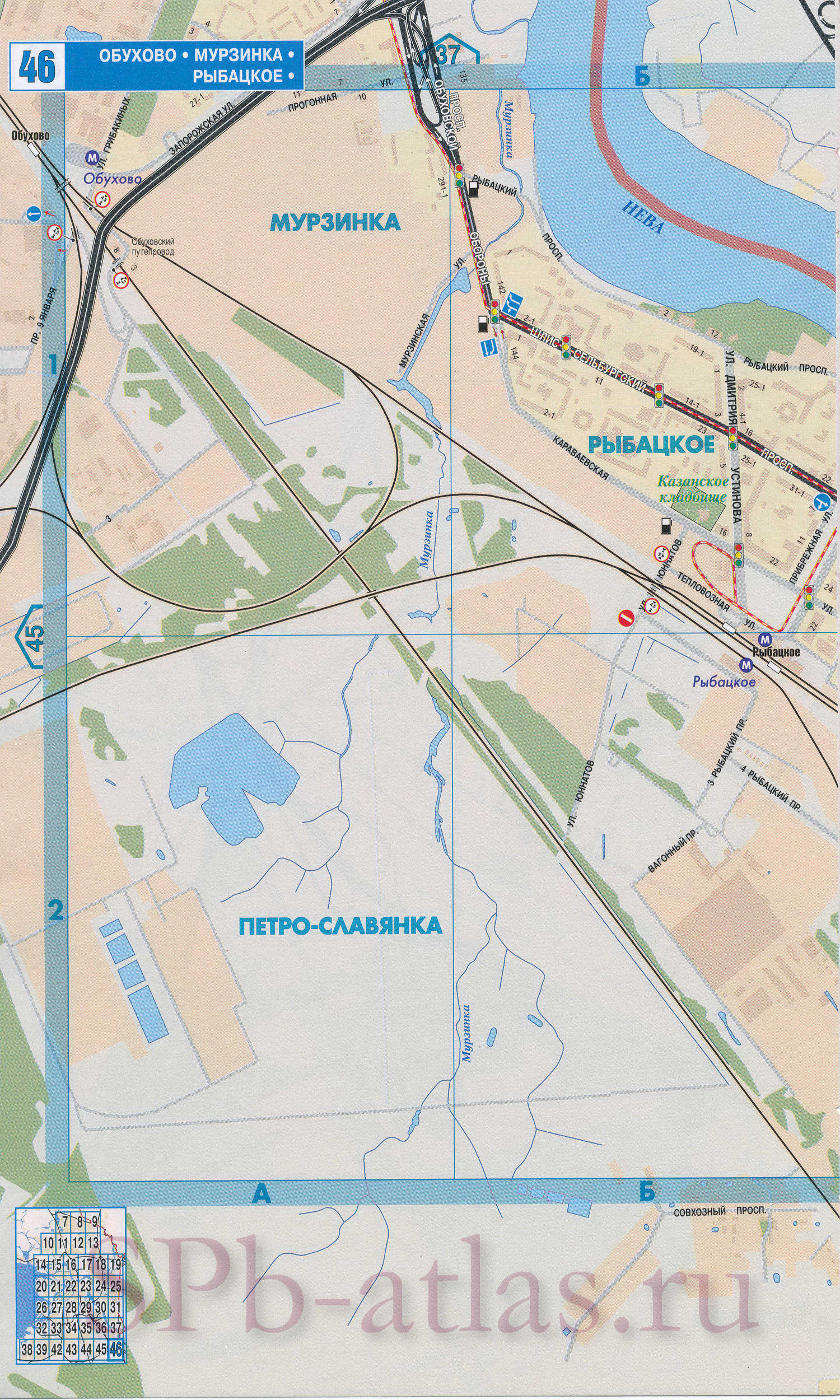 Карта юга Петербурга. Подробная карта южных районов Петербурга. Карта улиц юга Петербурга с номерами домов, G1 - 